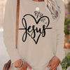 Jesus Heart Print: Women's Casual Long Sleeve Top for Spring/Fall