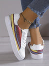 Versatile Low-Top Colorblock Casual Sneakers: Stylish Lace-Up Skate Shoes for Women