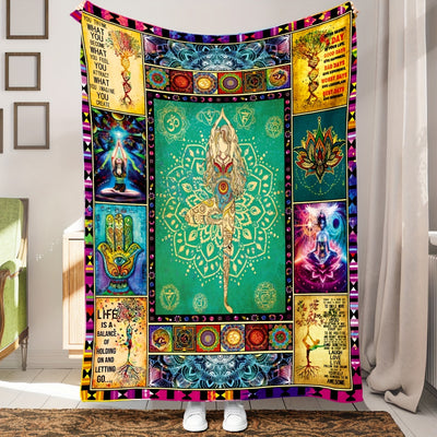 Life Tree Mandala Print Blanket: Embrace Boho Style with this Soft and Warm Flannel Throw Blanket for Ultimate Comfort at Home, Office, Camping, and Travel. Perfect Multi-Purpose Gift for All Seasons!