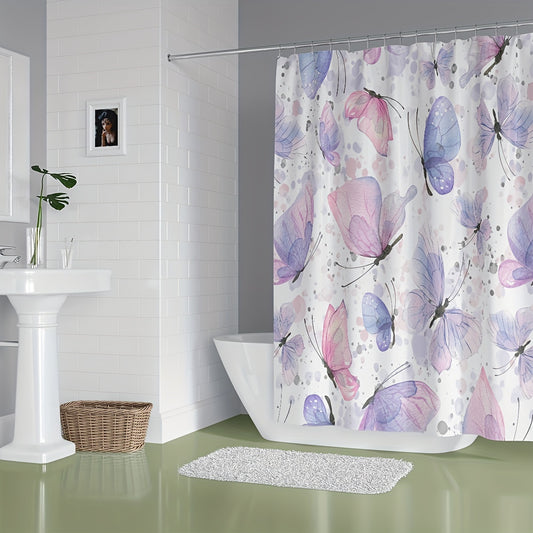 This Watercolor Purple Butterfly Shower Curtain adds a colorful touch to any bathroom. Its durable, waterproof construction is easy to clean and maintain, making it an affordable and practical choice for bathroom decor.