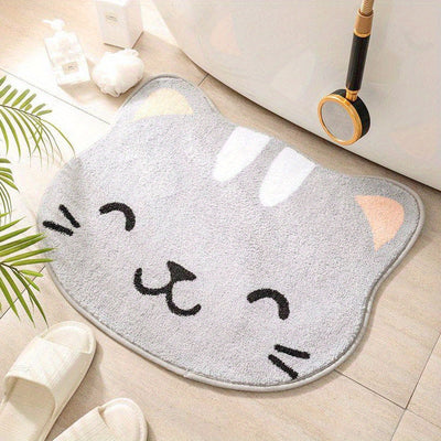Playful Paws: Cat Pattern Bath Rug - Soft, Non-Slip, Absorbent, Quick Drying Mat for Home, Kitchen, and Bathroom