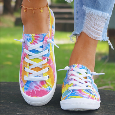 Trendy Colorful Tie-Dye Women's Canvas Shoes - Comfortable and Stylish Low Top Shoes