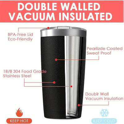 Premium 20oz Stainless Steel Tumbler – Vacuum Insulated Travel Mug with Lid | Keeps Drinks Ice Cold or Piping Hot | Perfect for On-the-Go and Car Use