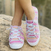 Women's Colors Striped Pattern Canvas Shoes, Lightweight Outdoor Shoes