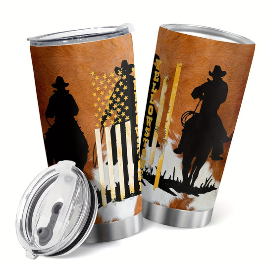 This stainless steel tumbler is the perfect gift for the patriotic dad and son who like to hunt. It holds 20 oz of hot or cold drinks and comes with a secure lid to prevent spills. The matte black finish and camouflage pattern make it an ideal Christmas or birthday gift for the huntsman in your life.