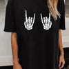 Hand Bone Print Crew Neck T-shirt, Casual Loose Short Sleeve Fashion Summer T-Shirts Tops, Women's Clothing