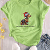 Casual Christmas Dog Print Crew Neck T-Shirt: A Stylish and Playful Addition to Your Spring/Summer Wardrobe