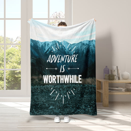 The Cozy Mountain Slogan Print Flannel Blanket provides all-season comfort and portability, making it ideal for travel and home decor. Crafted from soft flannel material, this blanket is perfect for birthday and holiday gifts for Boys, Girls, and Adults.