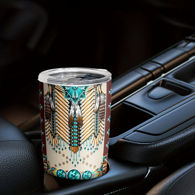 Indian Symbol Stainless Steel Tumbler: Stylish Insulated Travel Mug for Coffee, Tea, and More!