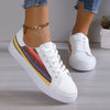 Versatile Low-Top Colorblock Casual Sneakers: Stylish Lace-Up Skate Shoes for Women