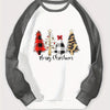 Festive Comfort: Plus-Size Christmas Casual Sweatshirt with Slogan Tree Print – Women's Plus