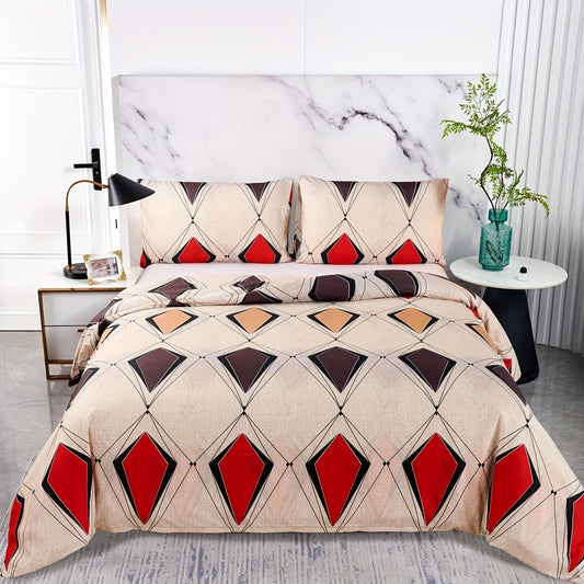 Give your bedroom a designer touch with this Stylish Geometric Pattern Duvet Cover Set. This set includes 1 duvet cover and 2 pillowcases, made with a soft and comfortable fabric that will elevate the look of your room as well as providing superior comfort. Perfect for any bedroom or guest room.