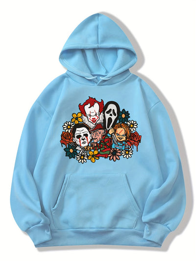 Fear-infused Style: Women's Horror Movie Print Hoodie - Embrace the Chills This Winter-Fall Season!