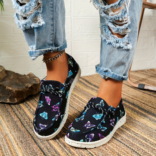 Colorful Butterfly Print Canvas Shoes for Women - Stylish and Comfortable Outdoor Footwear