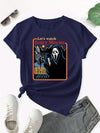 Horrific Halloween Crew Neck T-Shirt: Unleash Your Spooky Side this Halloween with our Casual Short Sleeve T-Shirt for Women