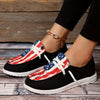 Women's Canvas Shoes with US Flag - Casual Low Top Shoes with Flag Pattern for Independence Day Celebrations