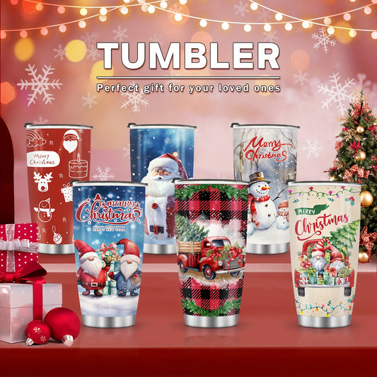 Merry Christmas Tumbler: Red Truck Patterned 20oz Stainless Steel Insulated Tumbler - Perfect Gift for Men, Women, Friends, Parents, and Teachers