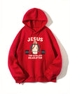 The Jesus Pattern Hoodie: Stay Warm and Stylish in this Casual Drawstring Hooded Sweatshirt for Winter/Fall Women's Clothing