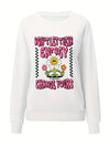 Blossoming Beauty: Letter Flower Print Pullover Sweatshirt for Women's Spring-Fall Wardrobe