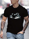 Men's Summer Graphic Tee with Black Cat Pattern Print: Embrace Style and Comfort with Temu's Slightly Stretch T-Shirt