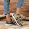 Lightweight Army Style and Leopard Print Women's Canvas Shoes - Comfortable Lace-Up Canvas Shoes for Fashionable Walking