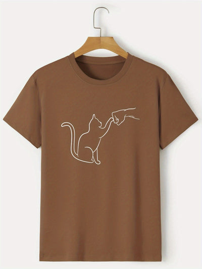 Comfortable and Stylish Men's Cat Round-Neck T-Shirts - Perfect for Casual Summer Attire