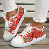 Festive Footwear: Women's Christmas Print Canvas Shoes – Casual Lace-up Outdoor Shoes Lightweight Low-top Sneakers