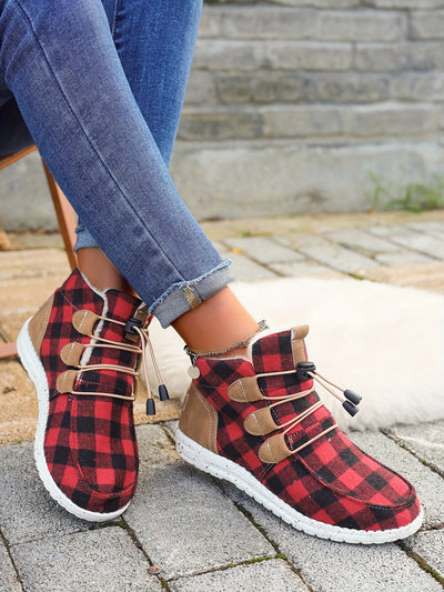 Cozy and Stylish: Women's Ethnic Geometric Pattern Slip-On Thermal Lined Flat Fuzzy Shoes for Winter