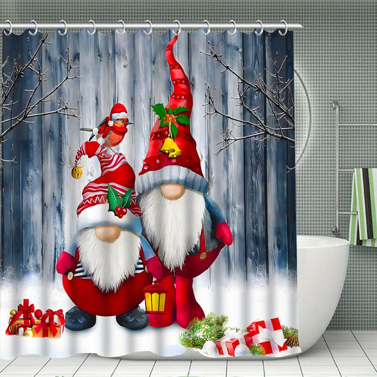 This Cheerful Christmas Santa Claus Shower Curtain Set provides a complete festive bathroom décor. Crafted with a waterproof curtain, anti-slip bathroom rug and bath mat, this set ensures a safe and functional space. Celebrate the joy of Christmas with a hint of holiday cheer in your bathroom.