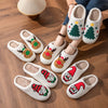 Festive Cartoon Christmas Deer Print Slippers: Slip-On, Non-Slip, Warm and Cozy Indoor Shoes