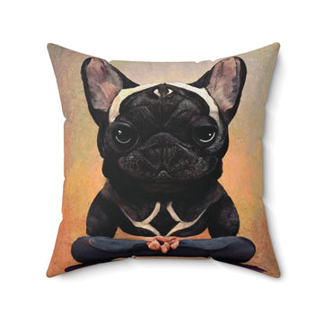 French Bulldog Doing Yoga Love Yoga, Love Cute Animal Bull Dog, Spun Polyester Square Pillow