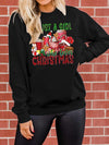 Festive Christmas Graphic Letter Pattern Sweatshirt: A Cozy Crew Neck for Women's Fall/Winter Wardrobe