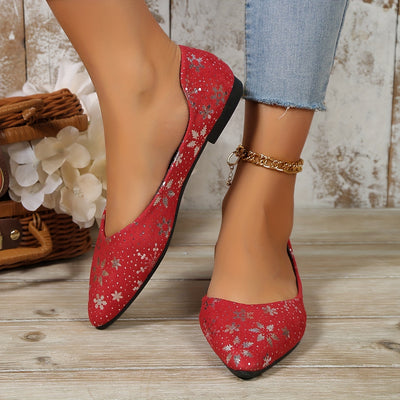 Lightweight and Elegant: Women's Flower Pattern Flat Shoes for Casual Comfort
