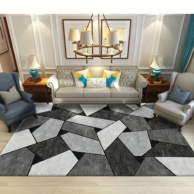 Modern Geometric Living Room Area Rug - Easy to Clean, Machine Washable, Anti-Slip, Water Absorbent Floor Mat