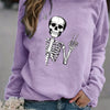 Stylishly Spooky: Halloween Skull Fun Print Sweatshirt - The Perfect Addition to Your Fall Wardrobe!