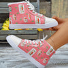 Cute and Cozy: Women's Cartoon Print Canvas Shoes - Casual, Plush-Lined High Tops