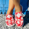 Cute and Festive: Women's Cartoon Santa Claus Print Slip-On Shoes for Christmas Cheer!