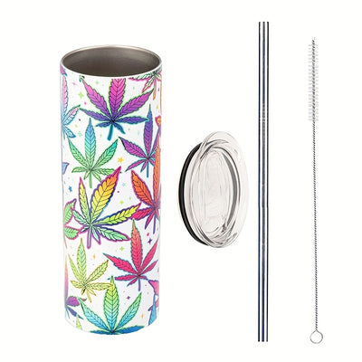 20oz Maple Leaf Print Tumbler: Stylish Stainless Steel Insulated Water Cup with Straw and Lid - Perfect for Parties, Weddings, and Holiday gifts!