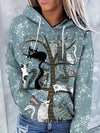 Stay trendy and cozy with our Stylish and Comfortable Cool Cat Print Drawstring Hoodie. This casual, long sleeve sweatshirt for women features a trendy cat print and a convenient pocket. Its drawstring hood adds both style and comfort to your wardrobe. Perfect for a cool and comfortable look.