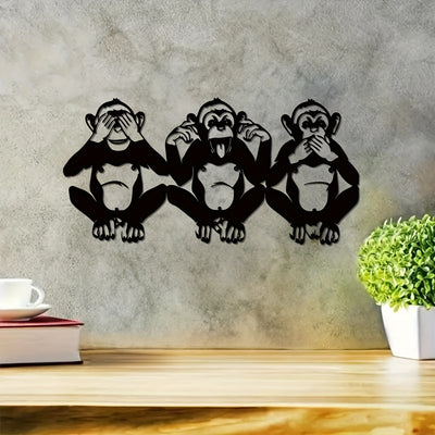 Monkey Trio Metal Wall Art - A Crafted Primate Gift Symbolizing Hear No Evil, See No Evil, Speak No Evil