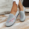 Fashionable Women's Floral Embroidered Comfy Flats: Slip-On, Soft Sole, Lightweight, Round Toe Knitted Shoes