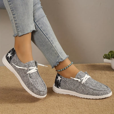 Women's Color Star Pattern Canvas Sneakers, Comfortable and Stylish Low Top Shoes