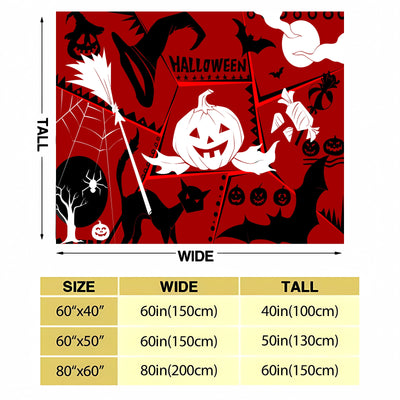 Halloween Magic: Pumpkin Wizard Hat Black Cat Print Flannel Blanket - A Versatile and Cozy Gift for all Seasons