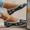 Stylish Slip-On Christmas Flat Shoes: Lightweight and Comfortable Women's Casual Pointed-Toe Footwear
