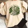 Stylish and Spooky: Women's Plus Size Halloween Casual Sweatshirt with Skull Plants Slogan Print