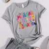 Colorful Cartoon Print T-Shirt: Embrace the Playful Vibes of Summer and Spring with this Casual Women's Top