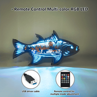 Fish Wooden Art Night Light: An Adorable Interior Decoration and Perfect Gift for Fishing Enthusiasts