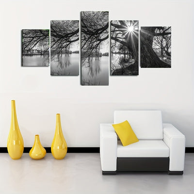 Unframed HD Printed Canvas Painting: Tranquil Lake Modular Pictures for Home Decor