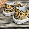 Sunflower Print Canvas Shoes - Stylish Lace Up Low Top Walking Shoes