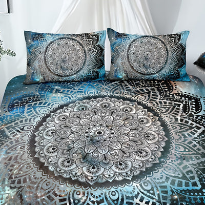 Mystical Mandalas: Galaxy Ramadan Décor Duvet Set - Enhance Your Guest Room(1*Duvet Cover + 2*Pillowcases, Without Core)